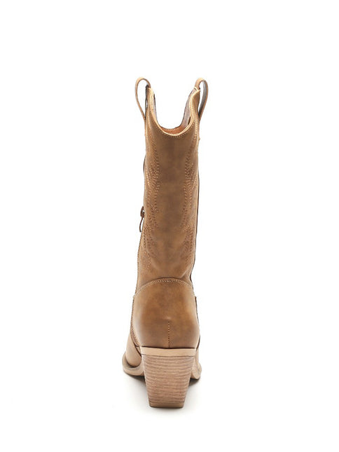 Smile Favorites Cowboystiefel Camel Lederoptik Nähte