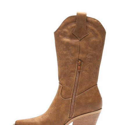 Smile Favorites Cowboystiefel Camel Lederoptik Nähte