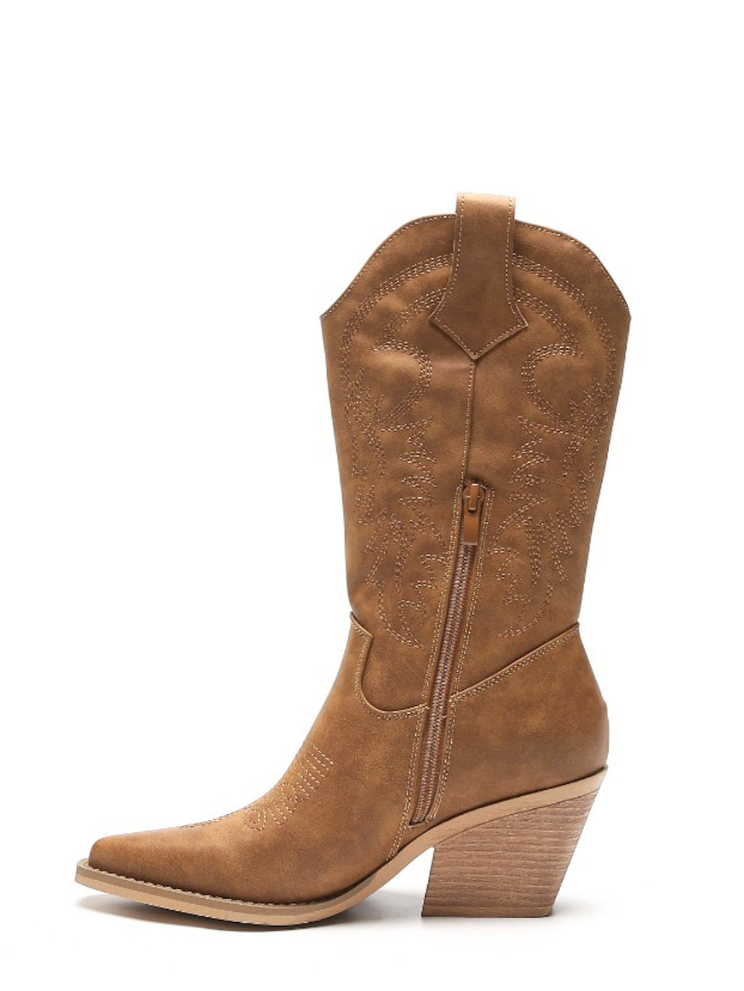 Smile Favorites Cowboystiefel Camel Lederoptik Nähte