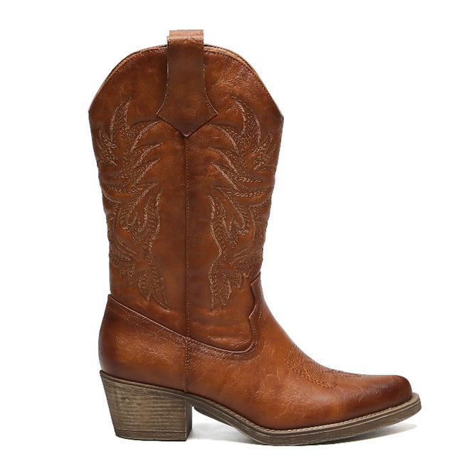 Smile Favorites Cowboystiefel Camel PU-Nähte