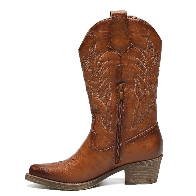 Smile Favorites Cowboystiefel Camel PU-Nähte