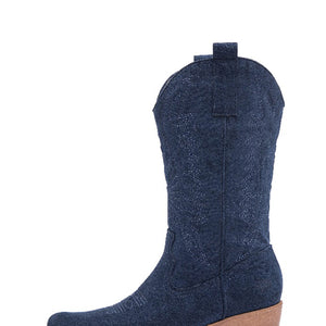 Smile Favorites Cowboystiefel Dunkelblau Suedine