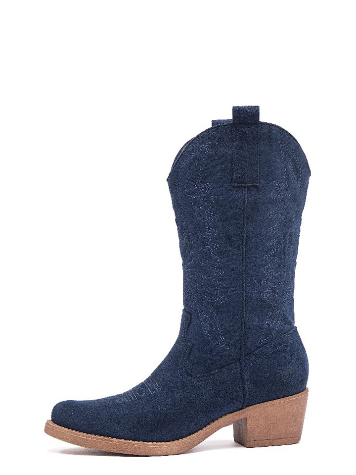 Smile Favorites Cowboystiefel Dunkelblau Suedine