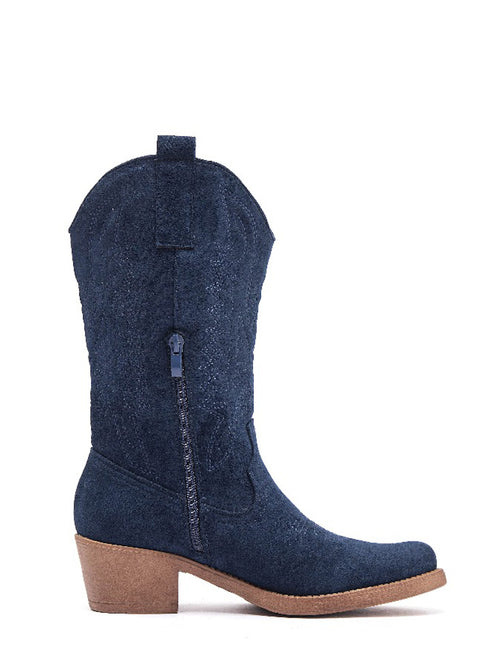 Smile Favorites Cowboystiefel Dunkelblau Suedine