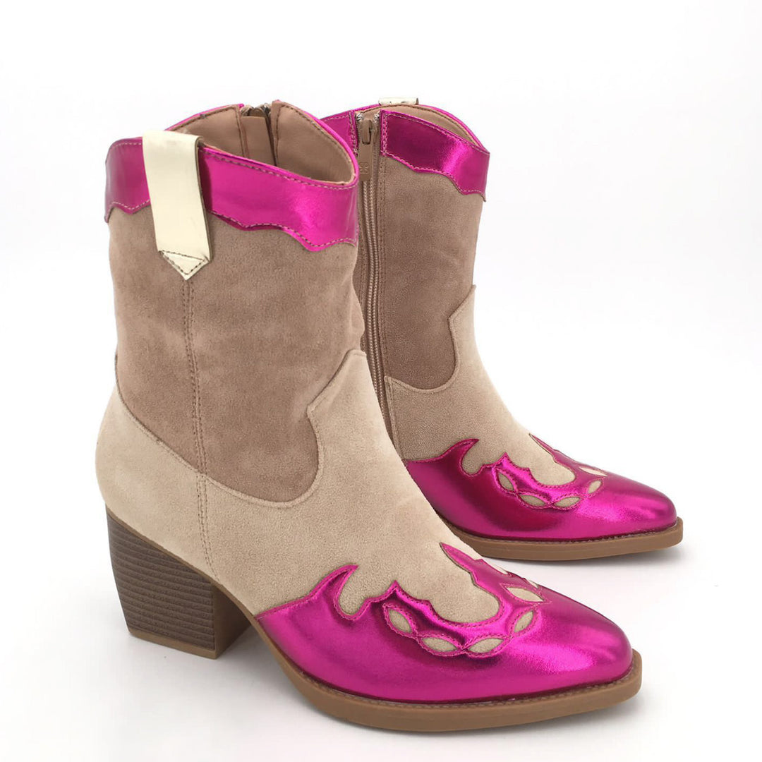 Smile Favorites Cowboystiefel Fuchsia Metallic Kurz