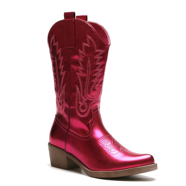Smile Favorites Cowboy-Stiefel Fuchsia Metallic-Nähte