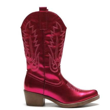 Smile Favorites Cowboy-Stiefel Fuchsia Metallic-Nähte