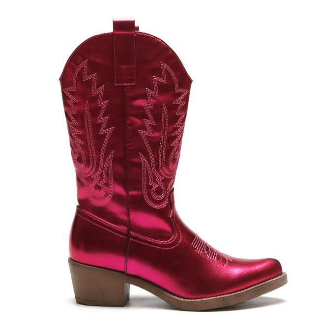 Smile Favorites Cowboy-Stiefel Fuchsia Metallic-Nähte