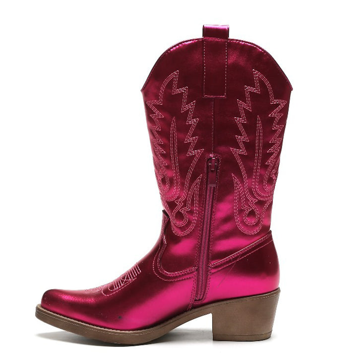 Smile Favorites Cowboy-Stiefel Fuchsia Metallic-Nähte