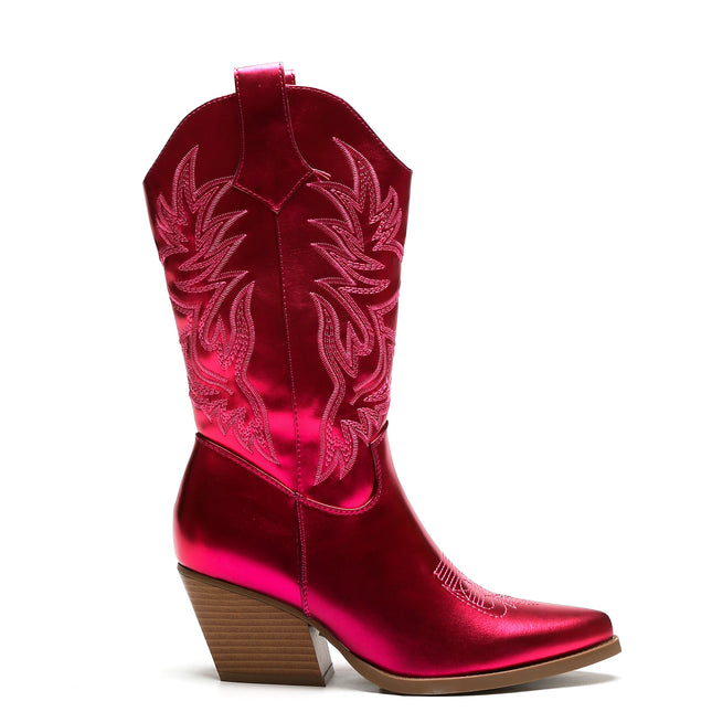 Smile Favorites Cowboy-Stiefel Fuchsia Metallic-Nähte