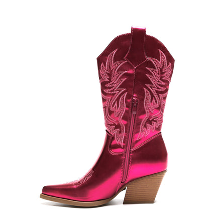 Smile Favorites Cowboy-Stiefel Fuchsia Metallic-Nähte