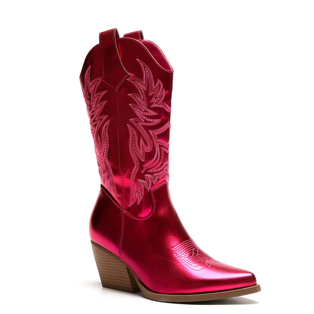 Smile Favorites Cowboy-Stiefel Fuchsia Metallic-Nähte