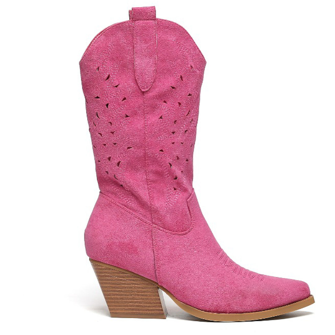 Smile Favorites Cowboy Stiefel Fuchsia Wildleder Western