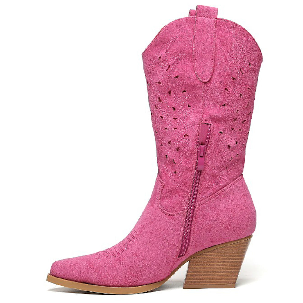Smile Favorites Cowboy Stiefel Fuchsia Wildleder Western
