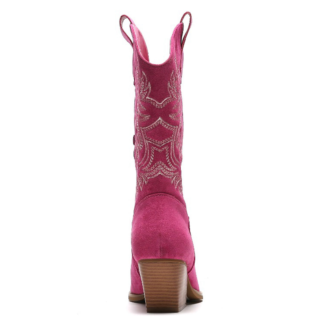 Smile Favorites Cowboy Stiefel Fuchsia Suedine Nähte Beige