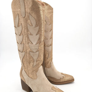 Smile Favorites Cowboystiefel Gold Beige hoch