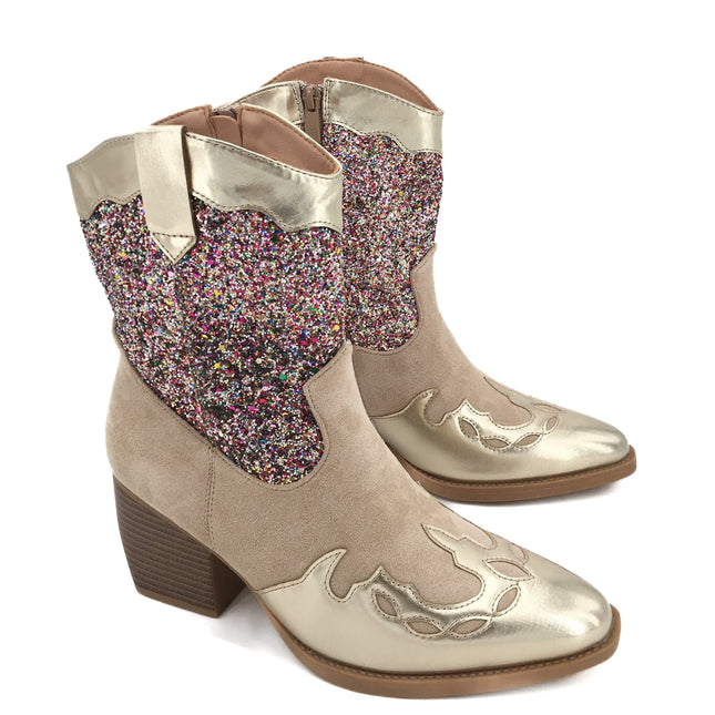 Smile Favorites Cowboystiefel Goldfarben Kurz