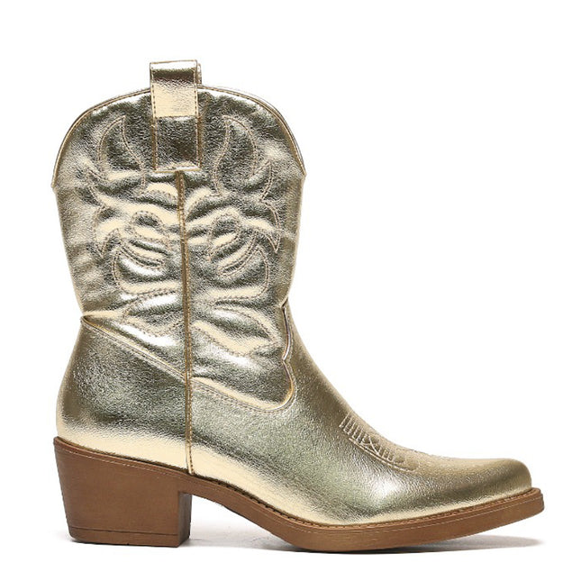 Smile Favorites Cowboystiefel Gold kurz genäht