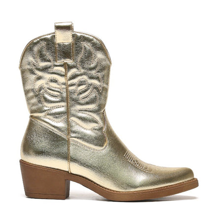 Smile Favorites Cowboystiefel Gold kurz genäht
