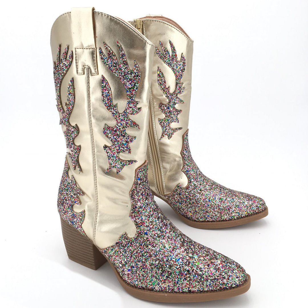 Smile Favorites Cowboy-Stiefel Gold Metallic Glitter