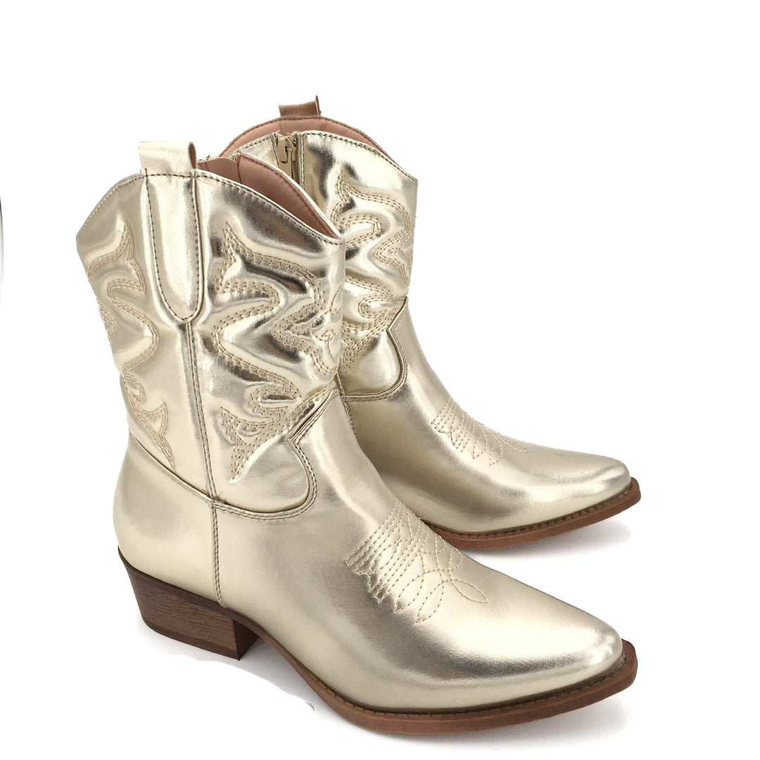 Smile Favorites Cowboystiefel Gold Metallic Kurz