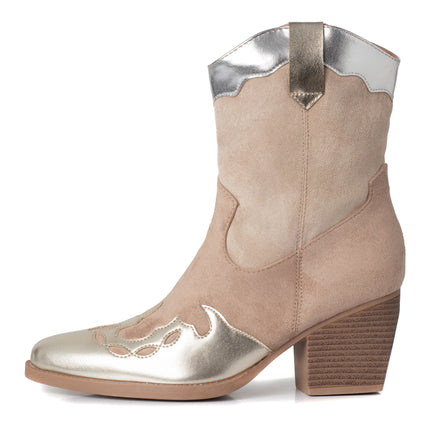 Smile Favorites Cowboystiefel Gold Metallic Kurz