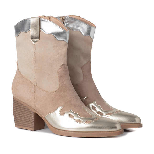 Smile Favorites Cowboystiefel Gold Metallic Kurz