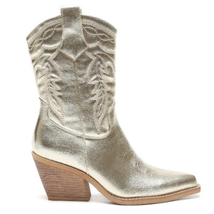 Smile Favorites Cowboy-Stiefel Gold Metallic-Kalbsnähte