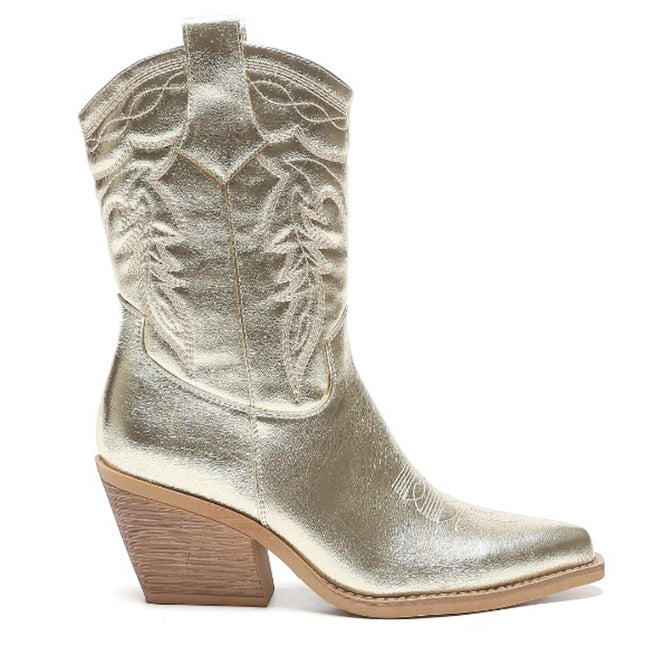 Smile Favorites Cowboy-Stiefel Gold Metallic-Kalbsnähte
