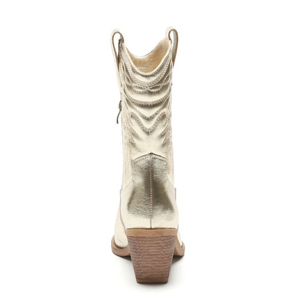 Smile Favorites Cowboy-Stiefel Gold Metallic-Kalbsnähte