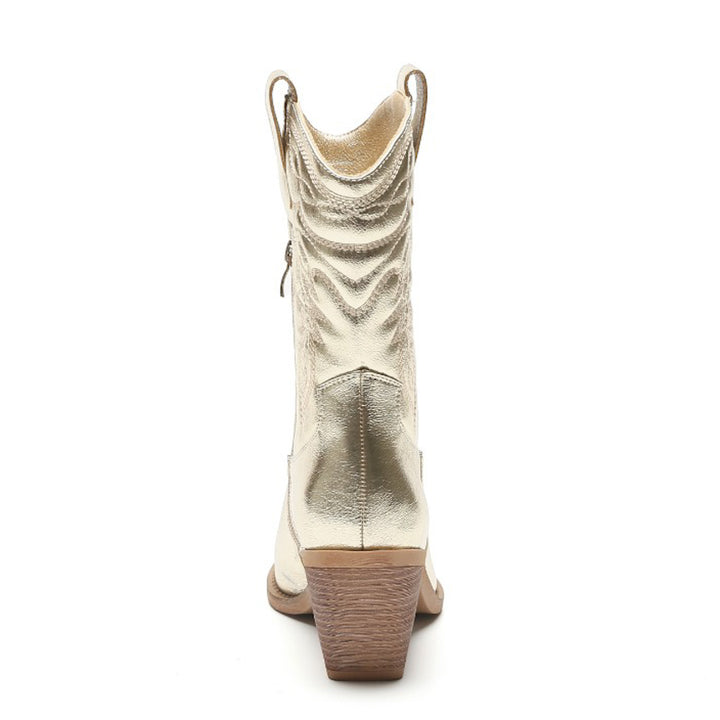 Smile Favorites Cowboy-Stiefel Gold Metallic-Kalbsnähte