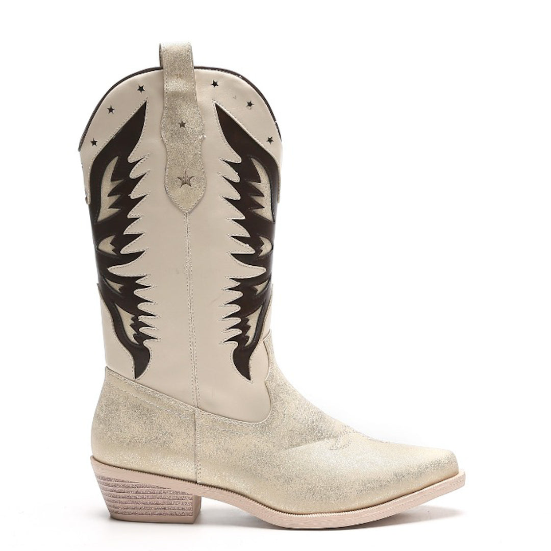 Smile Favorites Cowboystiefel Gold Star Beige