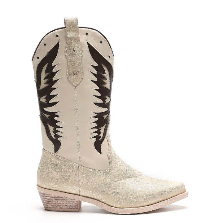 Smile Favorites Cowboystiefel Gold Star Beige