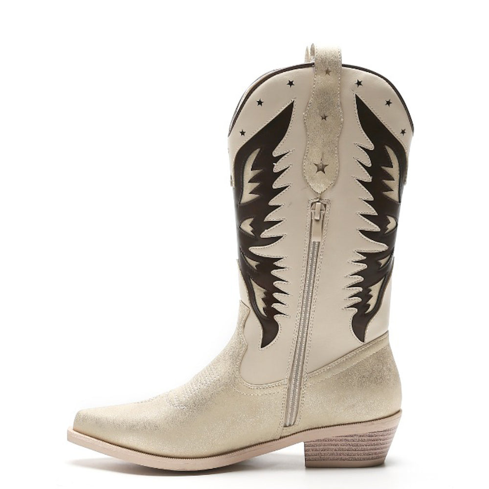 Smile Favorites Cowboystiefel Gold Star Beige