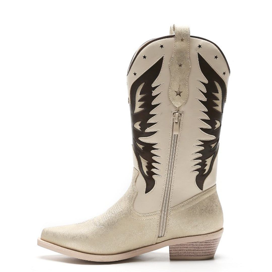 Smile Favorites Cowboystiefel Gold Star Beige