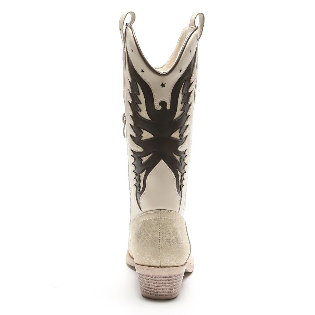 Smile Favorites Cowboystiefel Gold Star Beige