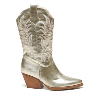 Smile Favorites Cowboystiefel mit Goldnähten Beige