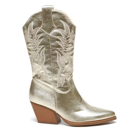 Smile Favorites Cowboystiefel mit Goldnähten Beige