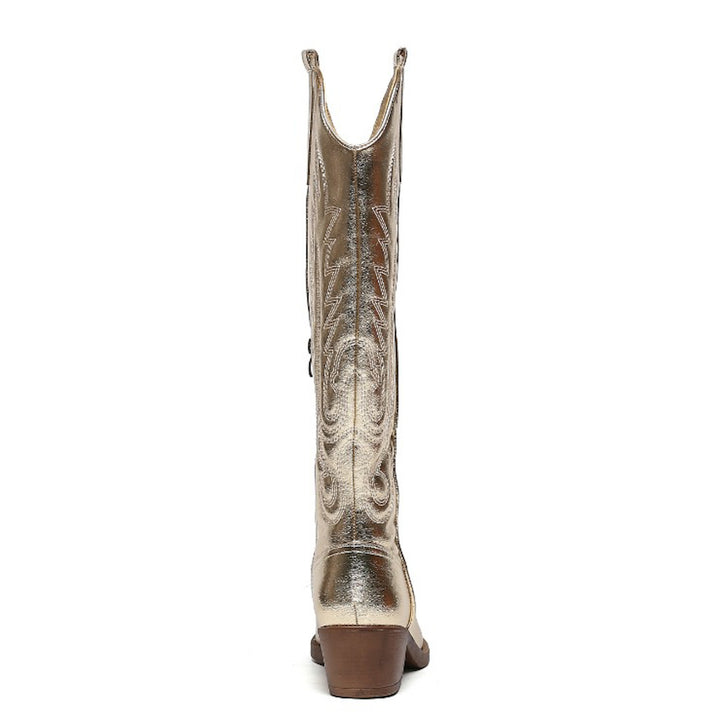 Smile Favorites Cowboystiefel Goldfarbene Nähte Hoch