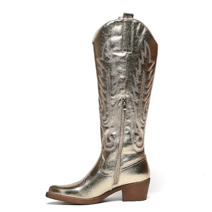 Smile Favorites Cowboystiefel Goldfarbene Nähte Hoch