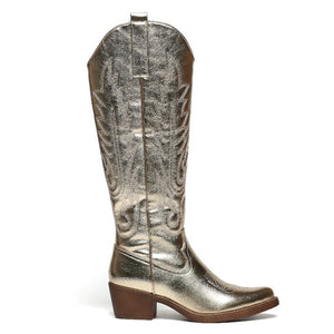 Smile Favorites Cowboystiefel Goldfarbene Nähte Hoch