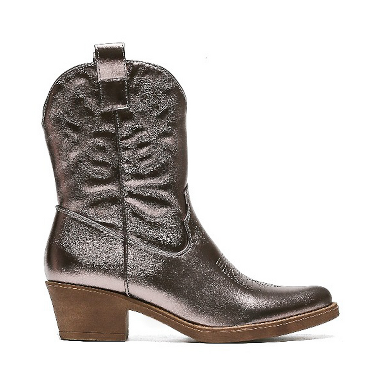 Smile Favorites Cowboy Stiefel Gun Metallic Kurze Nähte