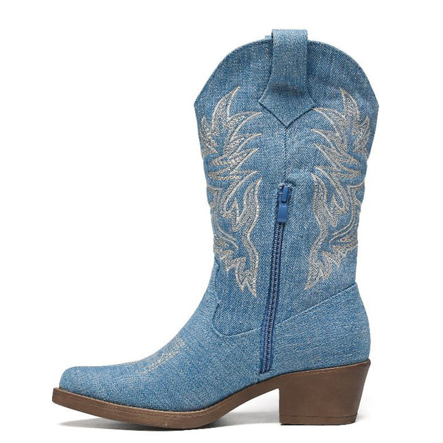 Smile Favorites Cowboystiefel Jeans Blau genäht