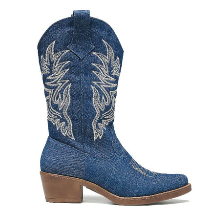 Smile Favorites Cowboystiefel Jeans dunkelblau genäht