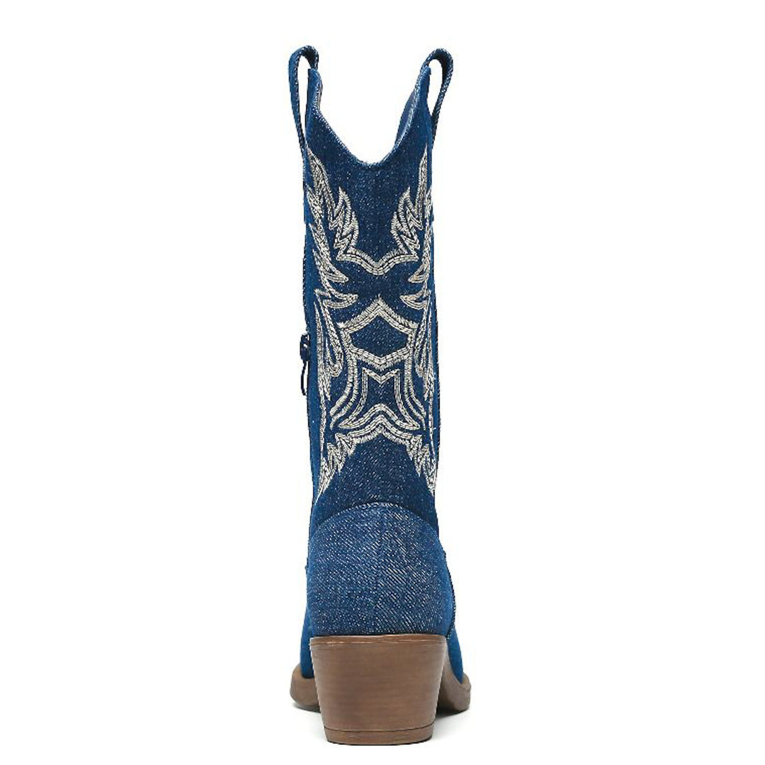 Smile Favorites Cowboystiefel Jeans dunkelblau genäht