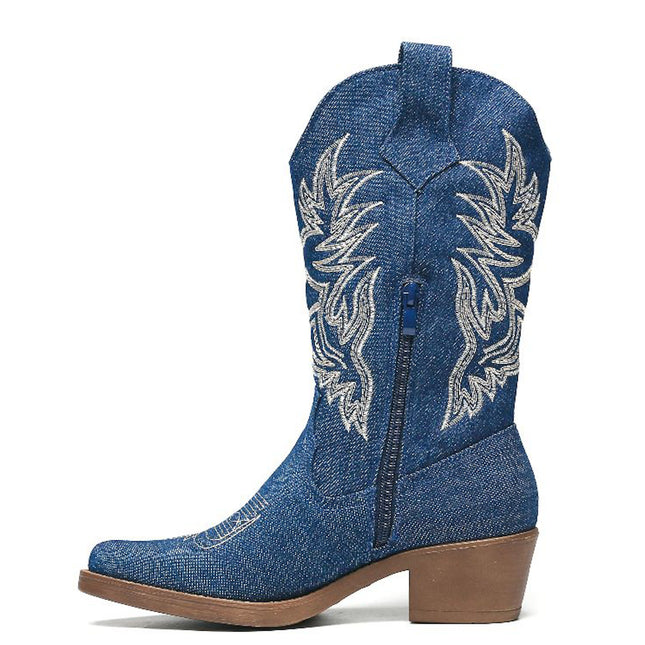 Smile Favorites Cowboystiefel Jeans dunkelblau genäht