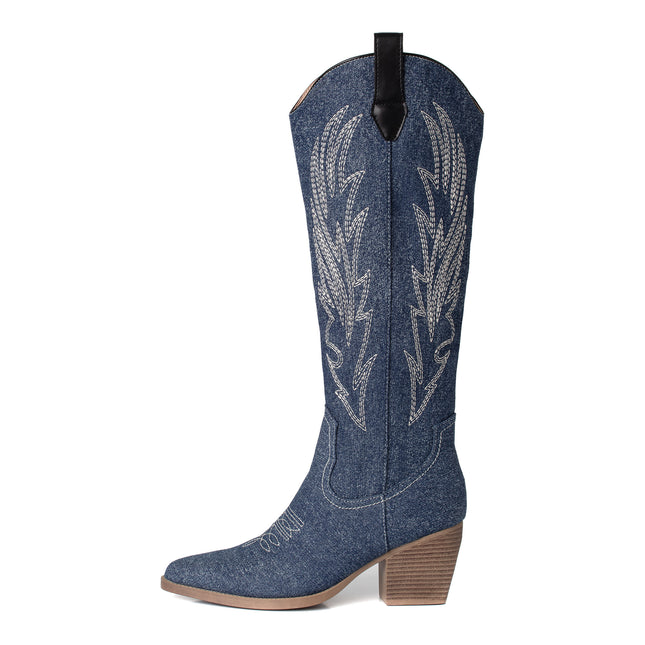 Smile Favorites Cowboystiefel Jeans Dunkel hoch