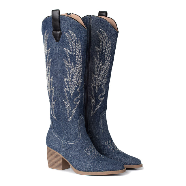 Smile Favorites Cowboystiefel Jeans Dunkel hoch