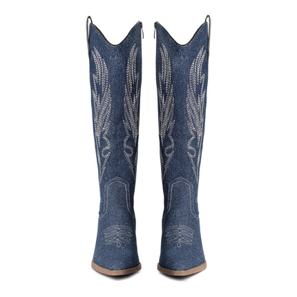 Smile Favorites Cowboystiefel Jeans Dunkel hoch