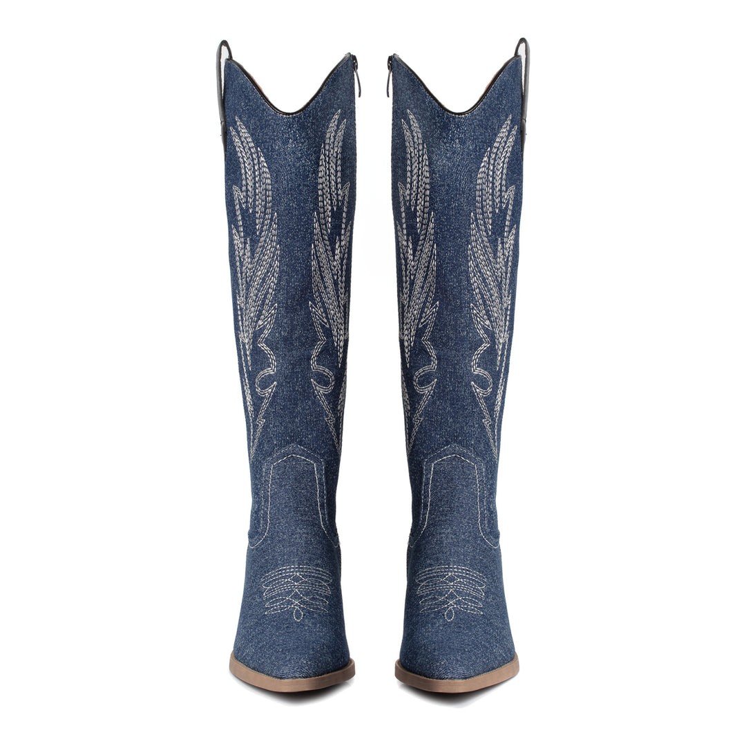Smile Favorites Cowboystiefel Jeans Dunkel hoch